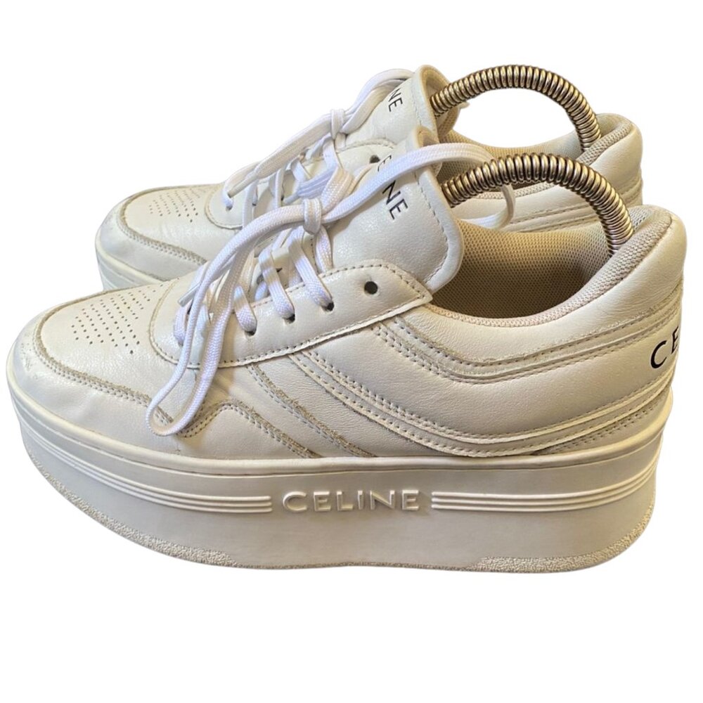 CELINE BLOCK SNEAKERS WITH WEDGE OUTSOLE IN CALFSKIN Size 38 US 7.5
